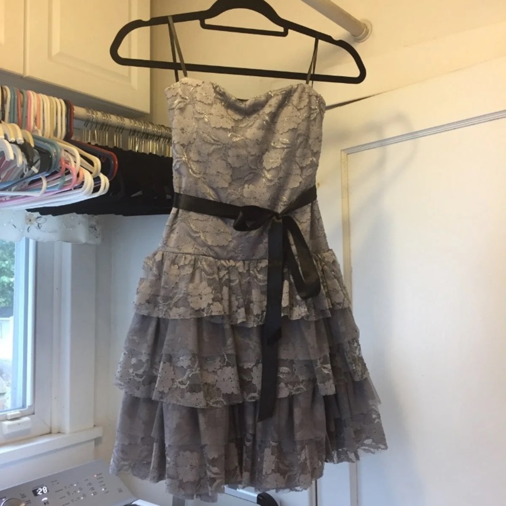 Grey Lacey cocktail dress